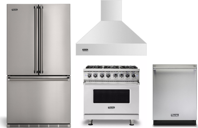 Viking 4 Piece Kitchen Appliances Package with French Door Refrigerator, Dual Fuel Range and Dishwasher in Stainless Steel VIRERADWRH2450