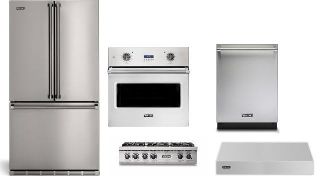 Viking 5 Piece Kitchen Appliances Package with French Door Refrigerator and Dishwasher in Stainless Steel VIRECTWODWRH313