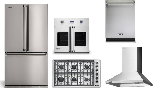 Viking 5 Piece Kitchen Appliances Package with French Door Refrigerator and Dishwasher in Stainless Steel VIRECTWODWRH331