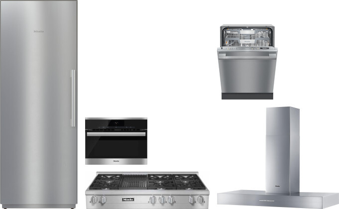 Miele 5 Piece Kitchen Appliances Package with Column Refrigerator and Dishwasher in Stainless Steel MIRECTWORH111
