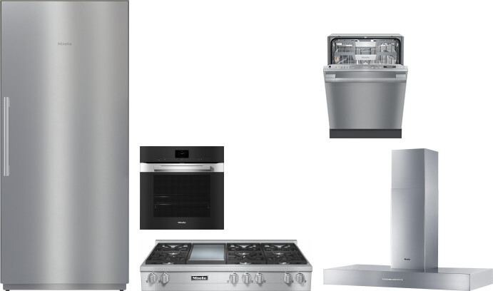 Miele 5 Piece Kitchen Appliances Package with Column Refrigerator and Dishwasher in Stainless Steel MIRECTWORH118