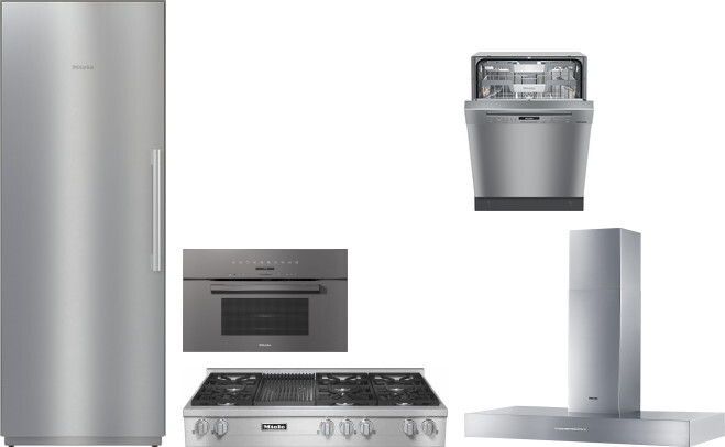 Miele 5 Piece Kitchen Appliances Package with Column Refrigerator and Dishwasher in Stainless Steel MIRECTWORH127