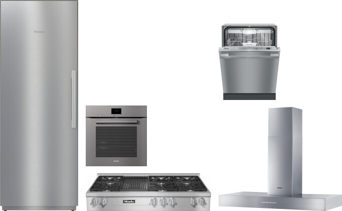 Miele 5 Piece Kitchen Appliances Package with Column Refrigerator and Dishwasher in Stainless Steel MIRECTWORH131