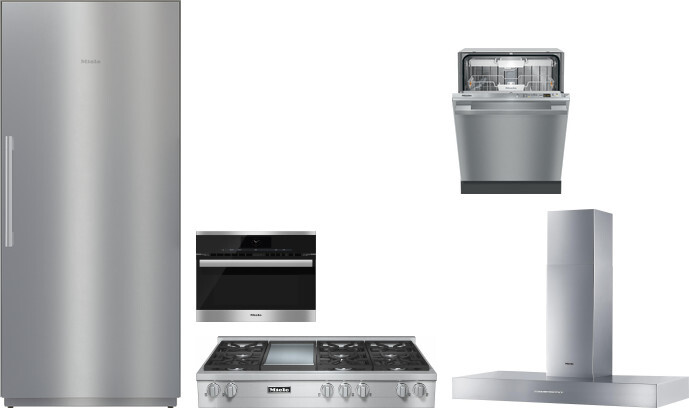 Miele 5 Piece Kitchen Appliances Package with Column Refrigerator and Dishwasher in Stainless Steel MIRECTWORH138