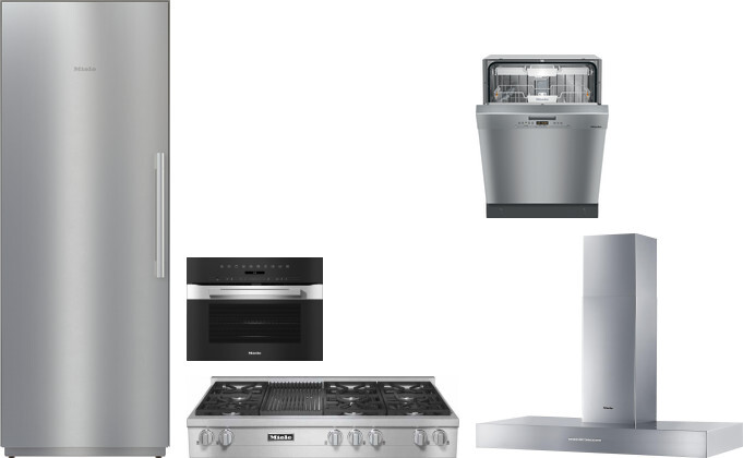 Miele 5 Piece Kitchen Appliances Package with Column Refrigerator and Dishwasher in Stainless Steel MIRECTWORH143
