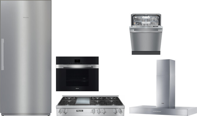 Miele 5 Piece Kitchen Appliances Package with Column Refrigerator and Dishwasher in Stainless Steel MIRECTWORH146