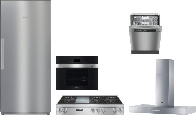 Miele 5 Piece Kitchen Appliances Package with Column Refrigerator and Dishwasher in Stainless Steel MIRECTWORH153