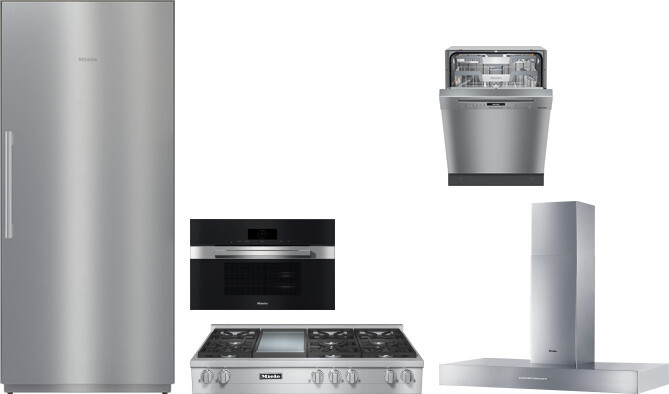 Miele 5 Piece Kitchen Appliances Package with Column Refrigerator and Dishwasher in Stainless Steel MIRECTWORH157