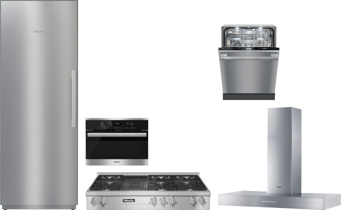 Miele 5 Piece Kitchen Appliances Package with Column Refrigerator and Dishwasher in Stainless Steel MIRECTWORH158