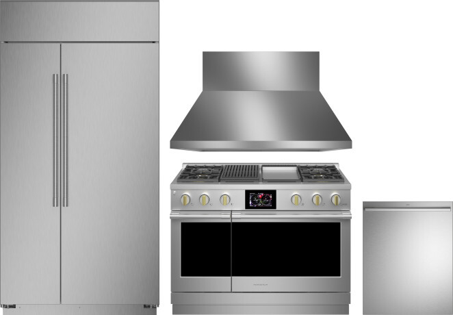 Monogram 4 Piece Kitchen Appliances Package with Side-by-Side Refrigerator, Dual Fuel Range and Dishwasher in Stainless Steel MORERADWRH601