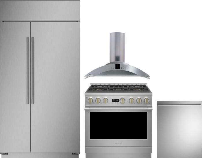 Monogram 4 Piece Kitchen Appliances Package with Side-by-Side Refrigerator, Dual Fuel Range and Dishwasher in Stainless Steel MORERADWRH603