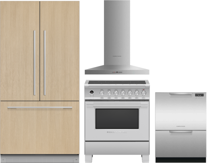 Fisher & Paykel 4 Piece Kitchen Appliances Package with French Door Refrigerator, Induction Range and Dishwasher in Panel Ready FPRERADWRH6513