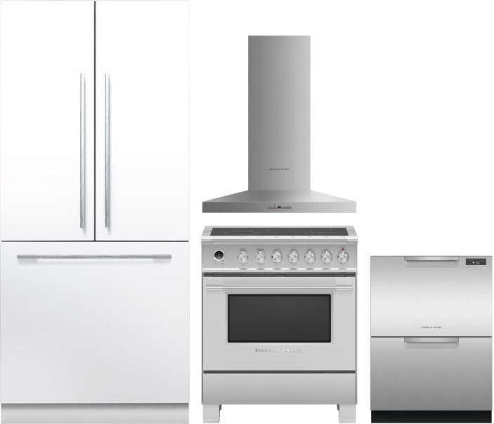 Fisher & Paykel 4 Piece Kitchen Appliances Package with French Door Refrigerator, Induction Range and Dishwasher in Panel Ready FPRERADWRH6515