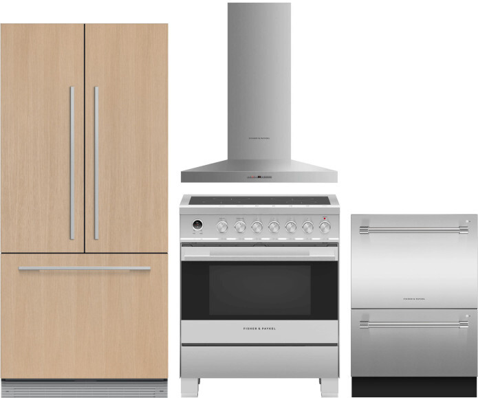 Fisher & Paykel 4 Piece Kitchen Appliances Package with French Door Refrigerator, Induction Range and Dishwasher in Panel Ready FPRERADWRH6516