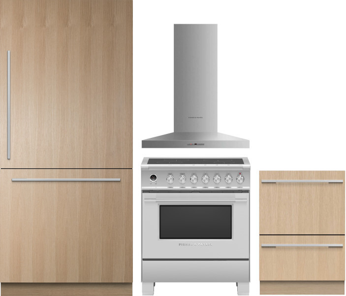 Fisher & Paykel 4 Piece Kitchen Appliances Package with Bottom Freezer Refrigerator, Induction Range and Dishwasher in Panel Ready FPRERADWRH6517