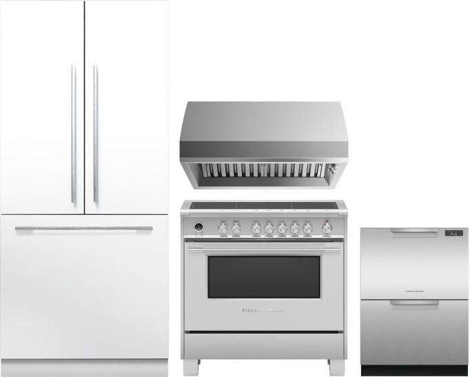 Fisher & Paykel 4 Piece Kitchen Appliances Package with French Door Refrigerator, Induction Range and Dishwasher in Panel Ready FPRERADWRH6535
