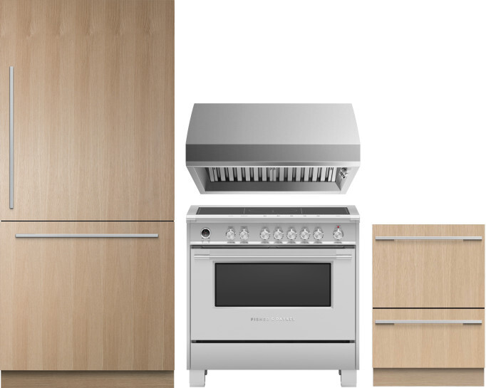 Fisher & Paykel 4 Piece Kitchen Appliances Package with Bottom Freezer Refrigerator, Induction Range and Dishwasher in Panel Ready FPRERADWRH6537