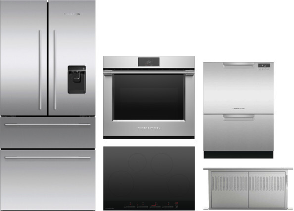 Fisher & Paykel 5 Piece Kitchen Appliances Package with French Door Refrigerator and Dishwasher in Stainless Steel FPRECTWODWRH822