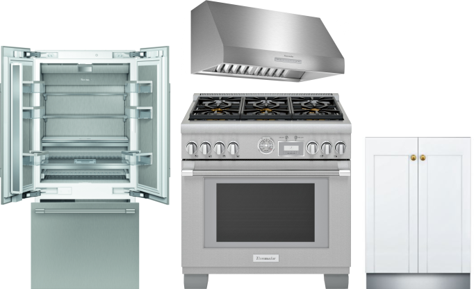 Thermador 4 Piece Kitchen Appliances Package with French Door Refrigerator, Dual Fuel Range and Dishwasher in Panel Ready THRERADWRH1169