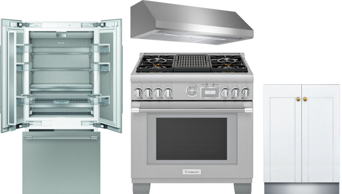 Thermador 4 Piece Kitchen Appliances Package with French Door Refrigerator, Dual Fuel Range and Dishwasher in Panel Ready THRERADWRH1171