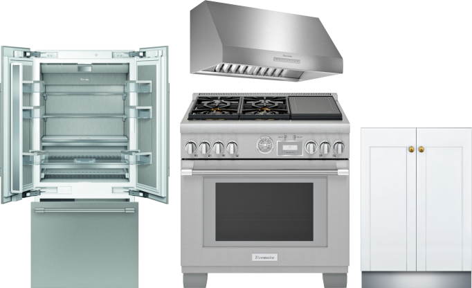Thermador 4 Piece Kitchen Appliances Package with French Door Refrigerator, Dual Fuel Range and Dishwasher in Panel Ready THRERADWRH1172