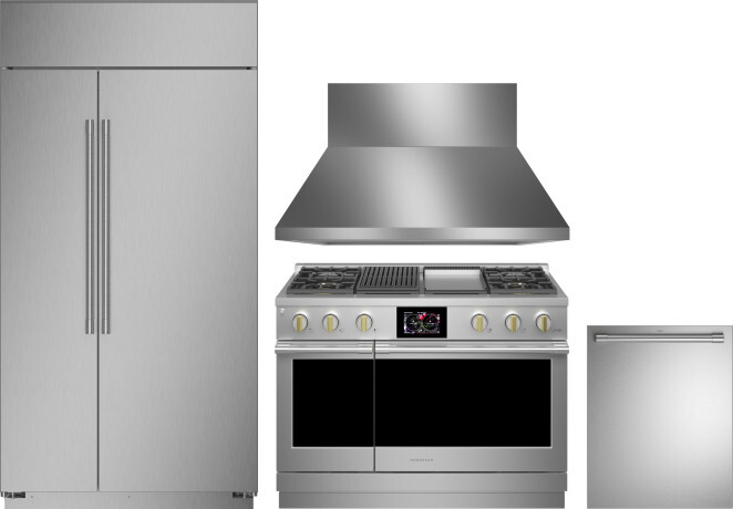 Monogram 4 Piece Kitchen Appliances Package with Side-by-Side Refrigerator, Dual Fuel Range and Dishwasher in Stainless Steel MORERADWRH607