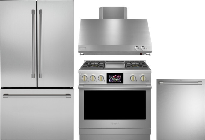 Monogram 4 Piece Kitchen Appliances Package with French Door Refrigerator, Dual Fuel Range and Dishwasher in Stainless Steel MORERADWRH610