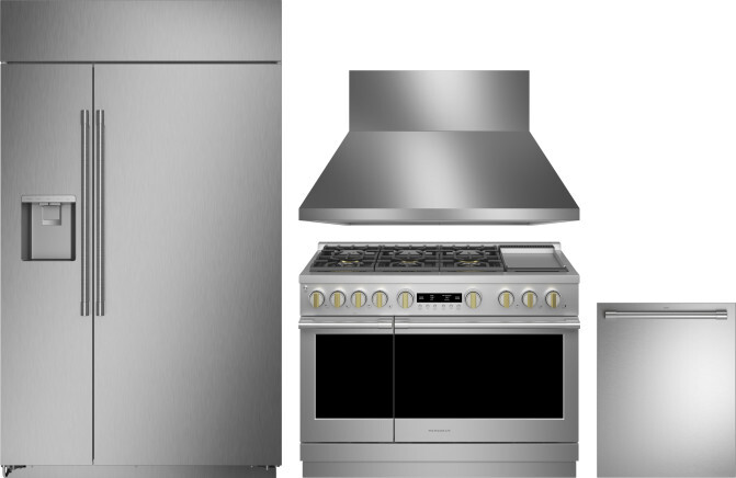 Monogram 4 Piece Kitchen Appliances Package with Side-by-Side Refrigerator, Gas Range and Dishwasher in Stainless Steel MORERADWRH612
