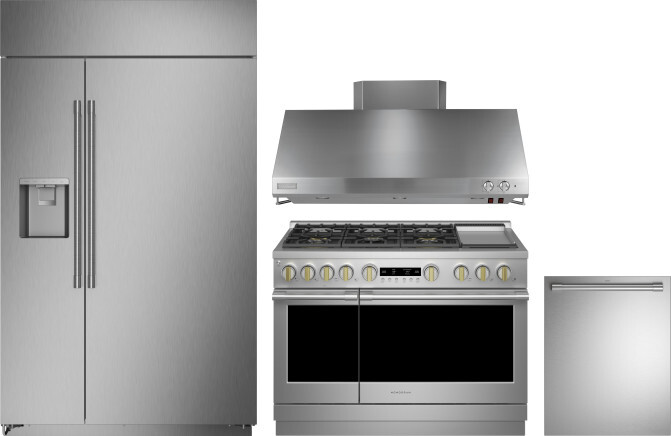 Monogram 4 Piece Kitchen Appliances Package with Side-by-Side Refrigerator, Dual Fuel Range and Dishwasher in Stainless Steel MORERADWRH613