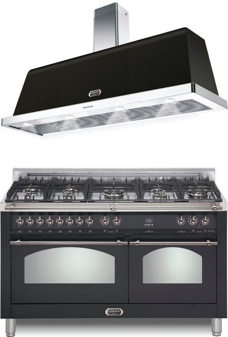 LOFRA Dolcevita 2 Piece Kitchen Appliances Package with Dual Fuel Range in Matte Black LORARH100