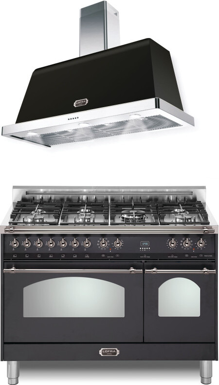 LOFRA Dolcevita 2 Piece Kitchen Appliances Package with Dual Fuel Range in Matte Black LORARH104