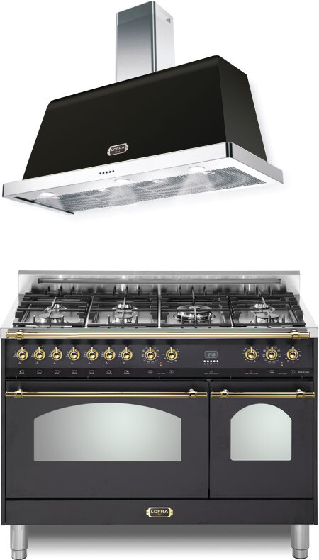 LOFRA Dolcevita 2 Piece Kitchen Appliances Package with Dual Fuel Range in Matte Black LORARH106
