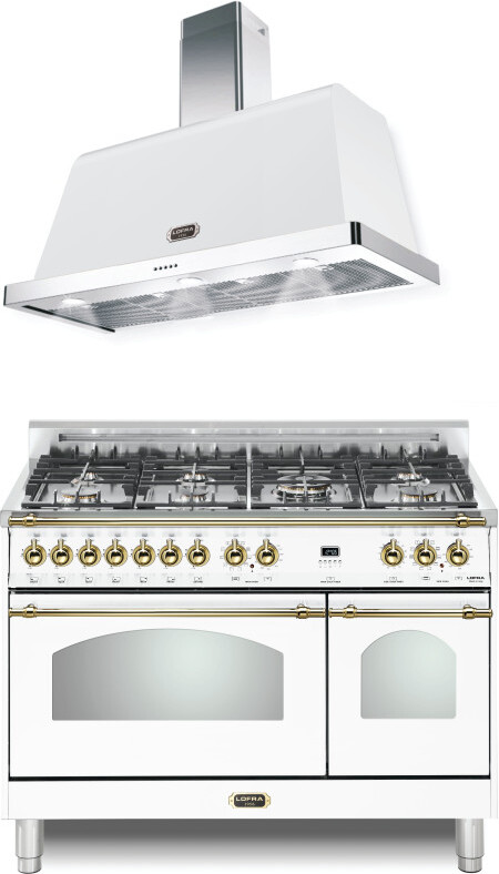 LOFRA Dolcevita 2 Piece Kitchen Appliances Package with Dual Fuel Range in Pearl LORARH107