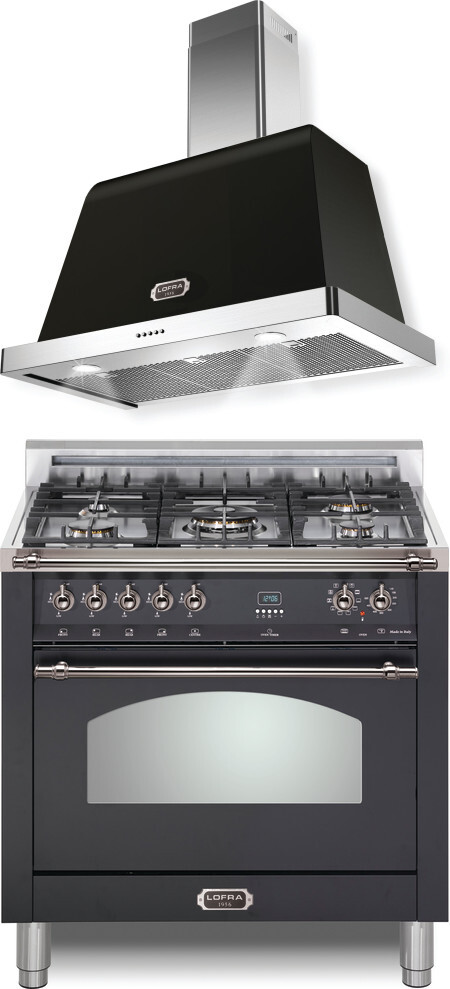 LOFRA Dolcevita 2 Piece Kitchen Appliances Package with Dual Fuel Range in Matte Black LORARH108