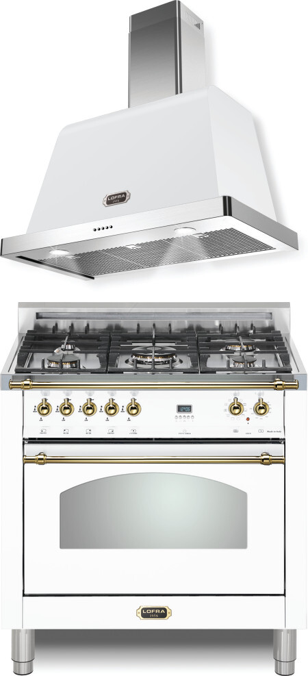 LOFRA Dolcevita 2 Piece Kitchen Appliances Package with Dual Fuel Range in Pearl LORARH111