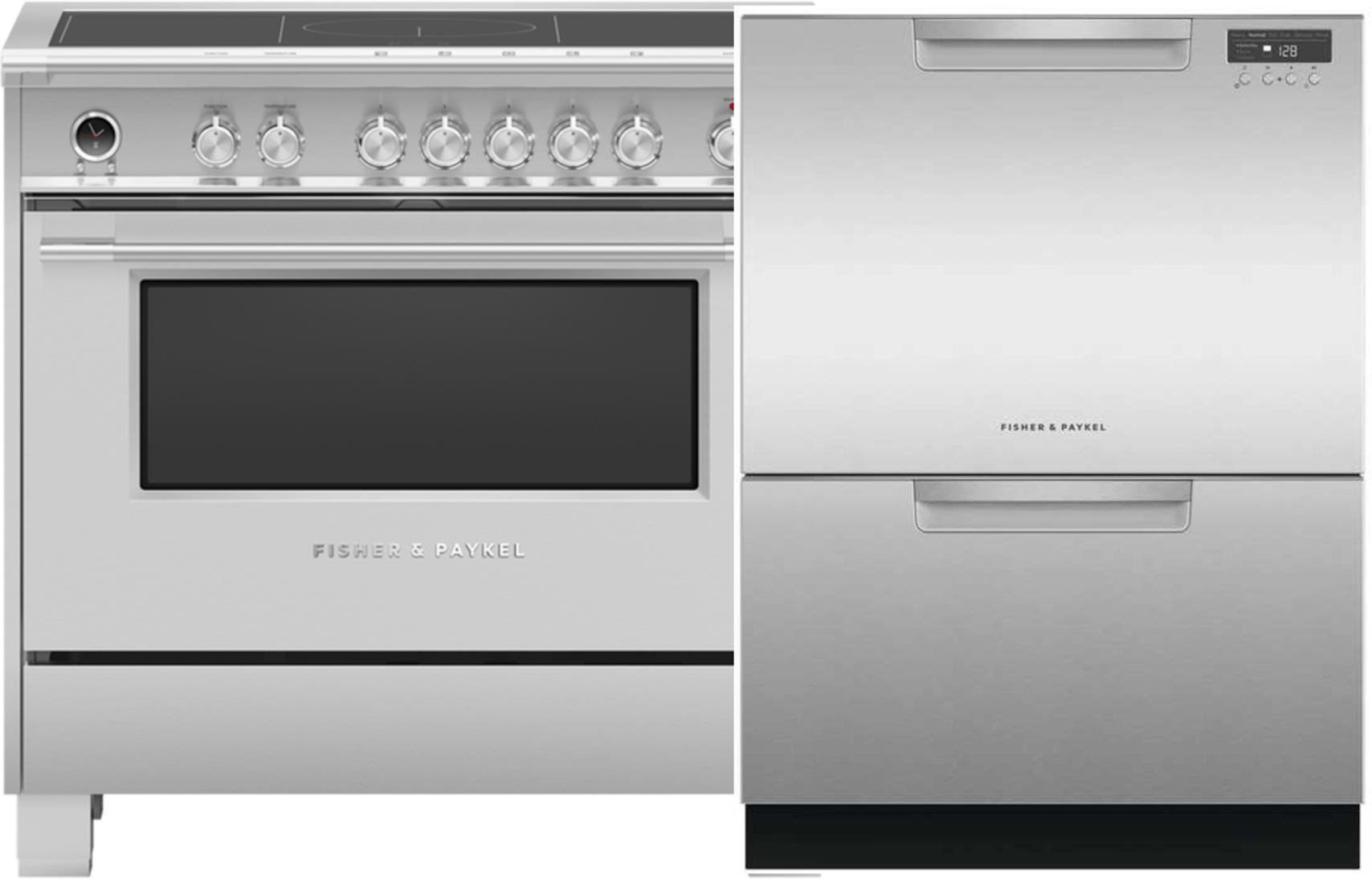 Fisher & Paykel 2 Piece Kitchen Appliances Package with Induction Range and Dishwasher in Stainless Steel FPRADW744