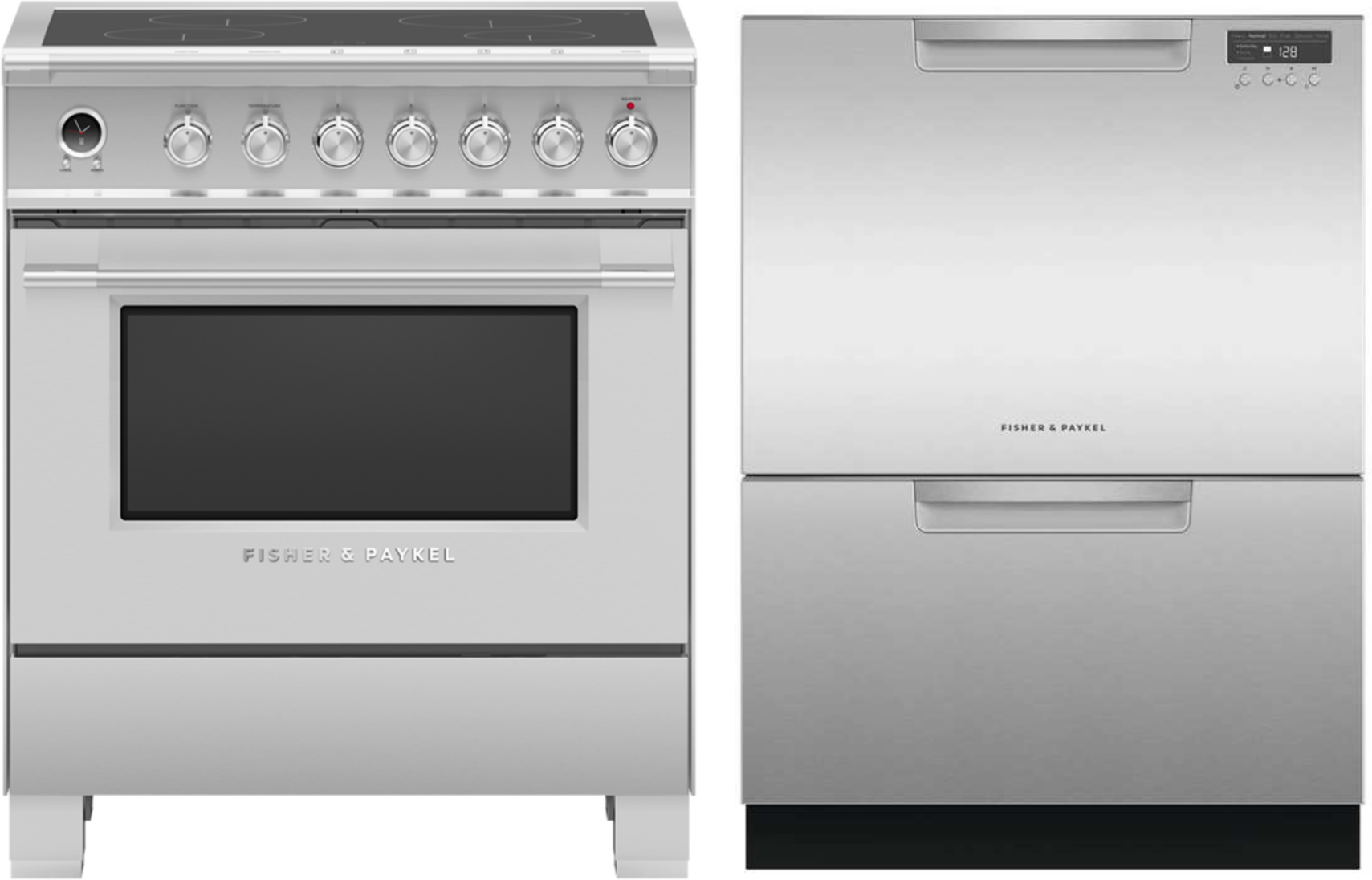 Fisher & Paykel 2 Piece Kitchen Appliances Package with Induction Range and Dishwasher in Stainless Steel FPRADW745