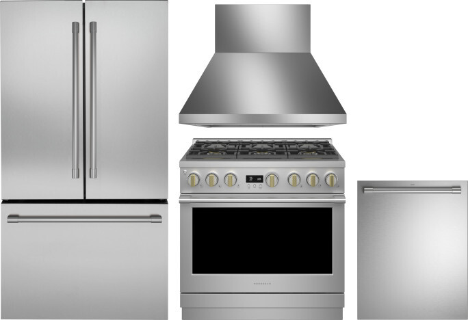 Monogram 4 Piece Kitchen Appliances Package with French Door Refrigerator, Gas Range and Dishwasher in Stainless Steel MORERADWRH626