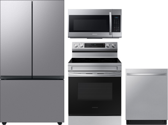 Samsung 4 Piece Kitchen Appliances Package with French Door Refrigerator, Electric Range, Dishwasher and Over the Range Microwave in Stainless Steel S -  SARERADWMW13265