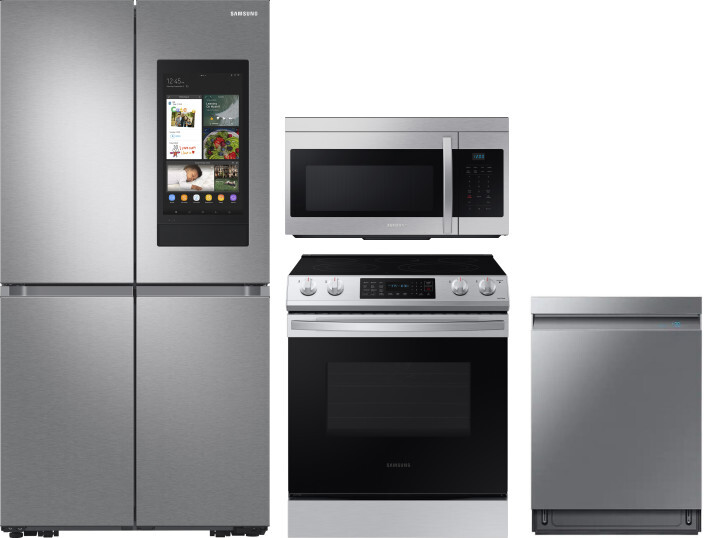 Samsung 4 Piece Kitchen Appliances Package with French Door Refrigerator, Electric Range, Dishwasher and Over the Range Microwave in Stainless Steel S -  SARERADWMW13295