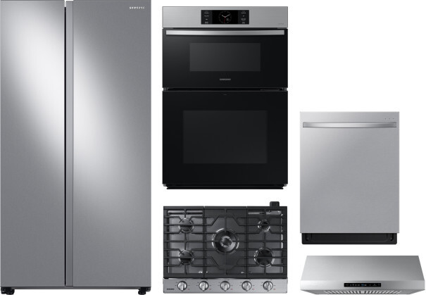 Samsung 5 Piece Kitchen Appliances Package with Side-by-Side Refrigerator and Dishwasher in Stainless Steel SARECTWODWRH987