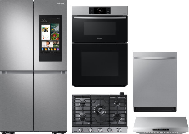 Samsung 5 Piece Kitchen Appliances Package with French Door Refrigerator and Dishwasher in Stainless Steel SARECTWODWRH999