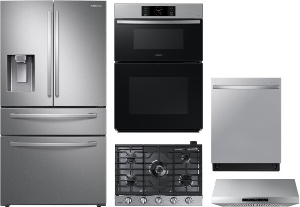 Samsung 5 Piece Kitchen Appliances Package with French Door Refrigerator and Dishwasher in Stainless Steel SARECTWODWRH1002