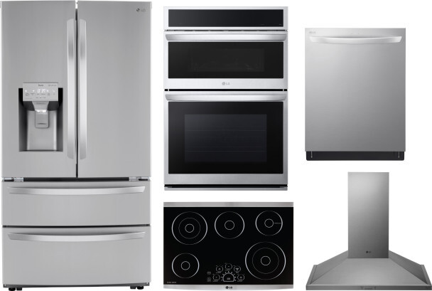 LG 5 Piece Kitchen Appliances Package with French Door Refrigerator and Dishwasher in Stainless Steel LGRECTWODWRH811 -  LMXC22626S