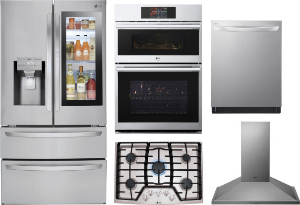 LG 5 Piece Kitchen Appliances Package with French Door Refrigerator and Dishwasher in Stainless Steel LGRECTWODWRH839