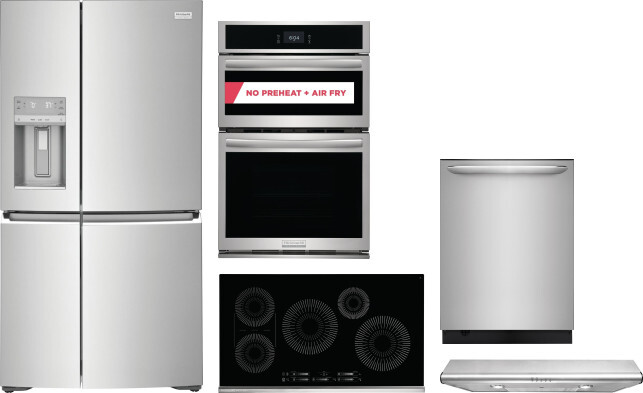 Frigidaire Gallery 5 Piece Kitchen Appliances Package with French Door Refrigerator and Dishwasher in Stainless Steel FRRECTWODWRH432 -  GRQC2255BF