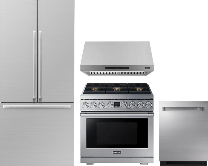 Dacor 4 Piece Kitchen Appliances Package with French Door Refrigerator, Gas Range and Dishwasher in Panel Ready DARERADWRH1119
