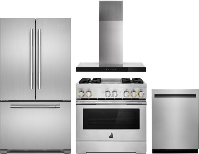 JennAir 4 Piece Kitchen Appliances Package with French Door Refrigerator, Dual Fuel Range and Dishwasher in Stainless Steel JARERADWRH785