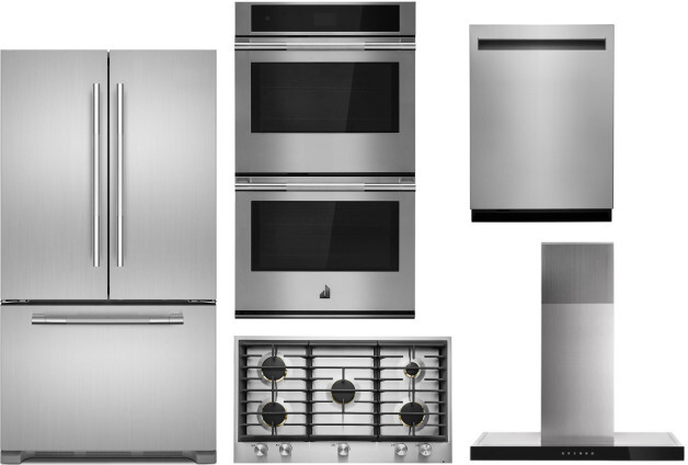 JennAir 5 Piece Kitchen Appliances Package with Dishwasher and French Door Refrigerator in Stainless Steel JARECTWODWRH123