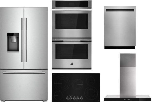 JennAir 5 Piece Kitchen Appliances Package with Dishwasher and French Door Refrigerator in Stainless Steel JARECTWODWRH124